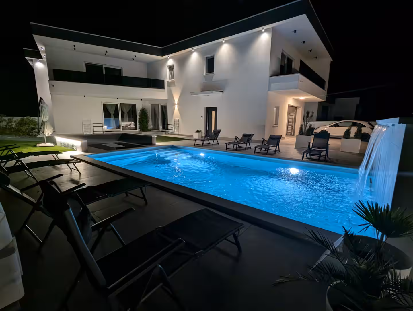 The Luxe Hideaway pool at night